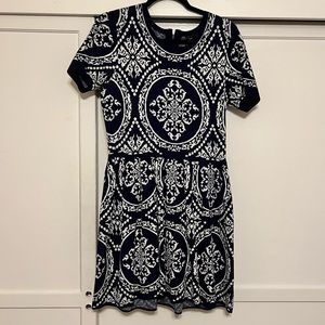 Blue and white dress